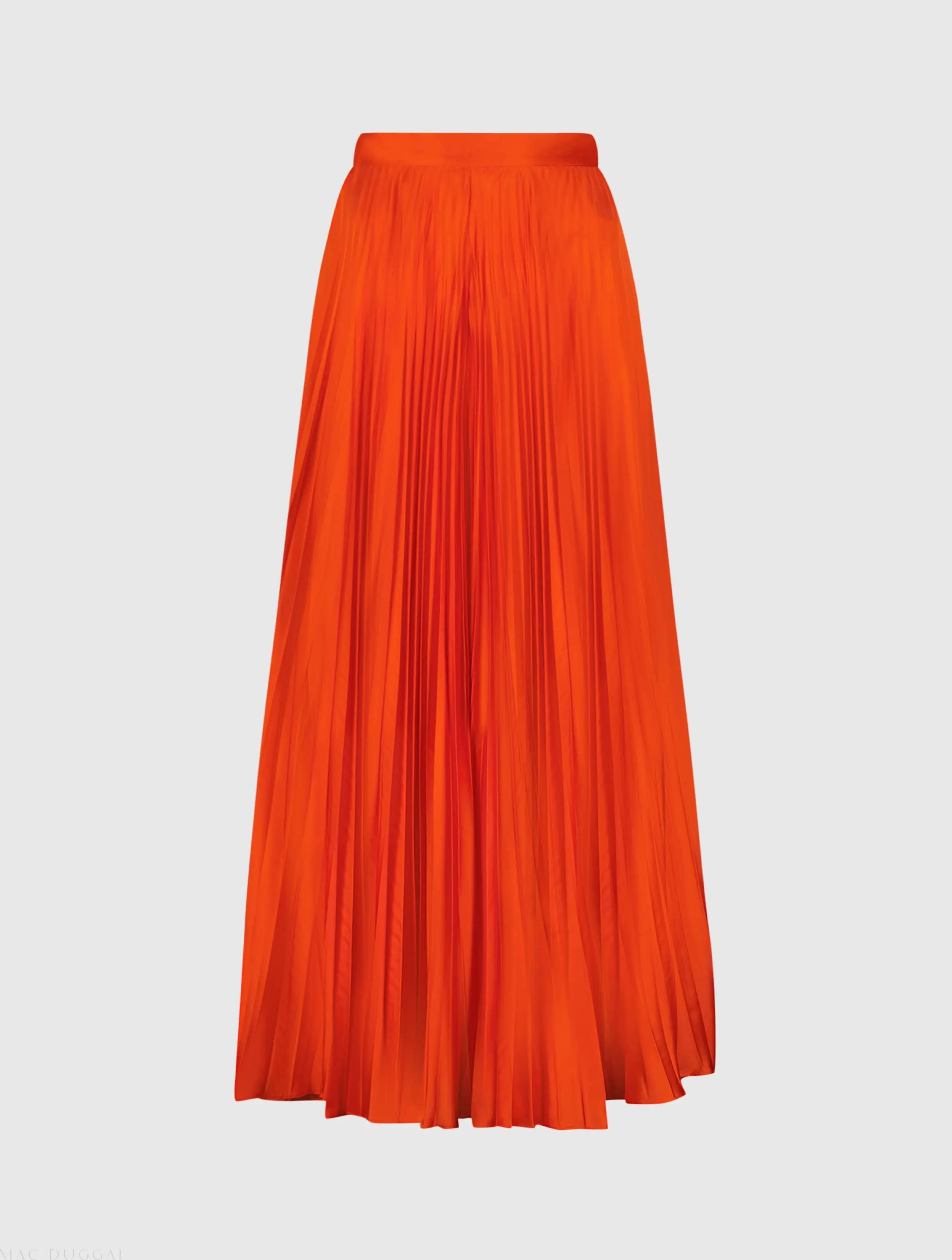 Orange Pleated Charmeuse Wide Leg Pants - Image 2