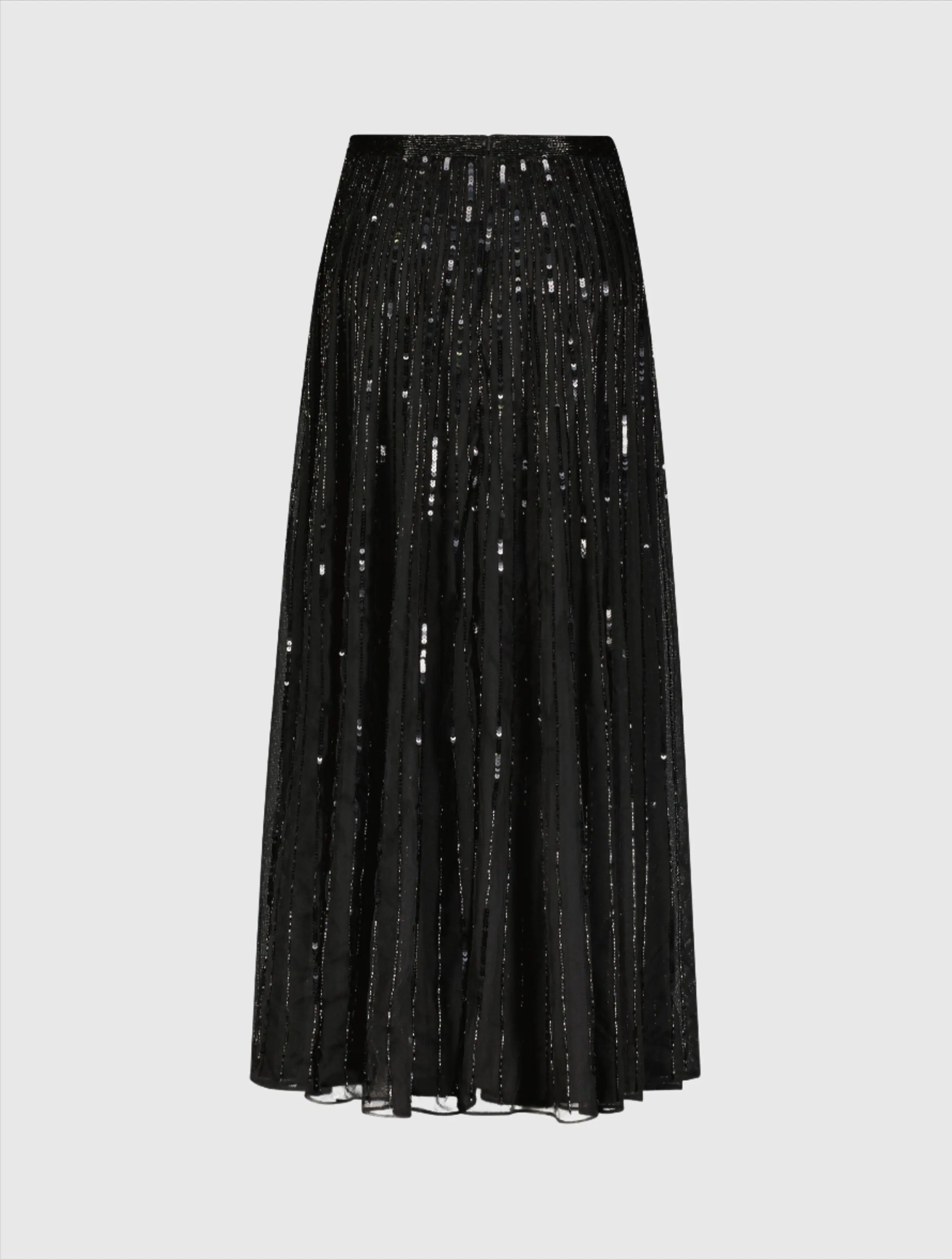 Black Long Sequin Embellished Chiffon Evening Skirt - Image 4