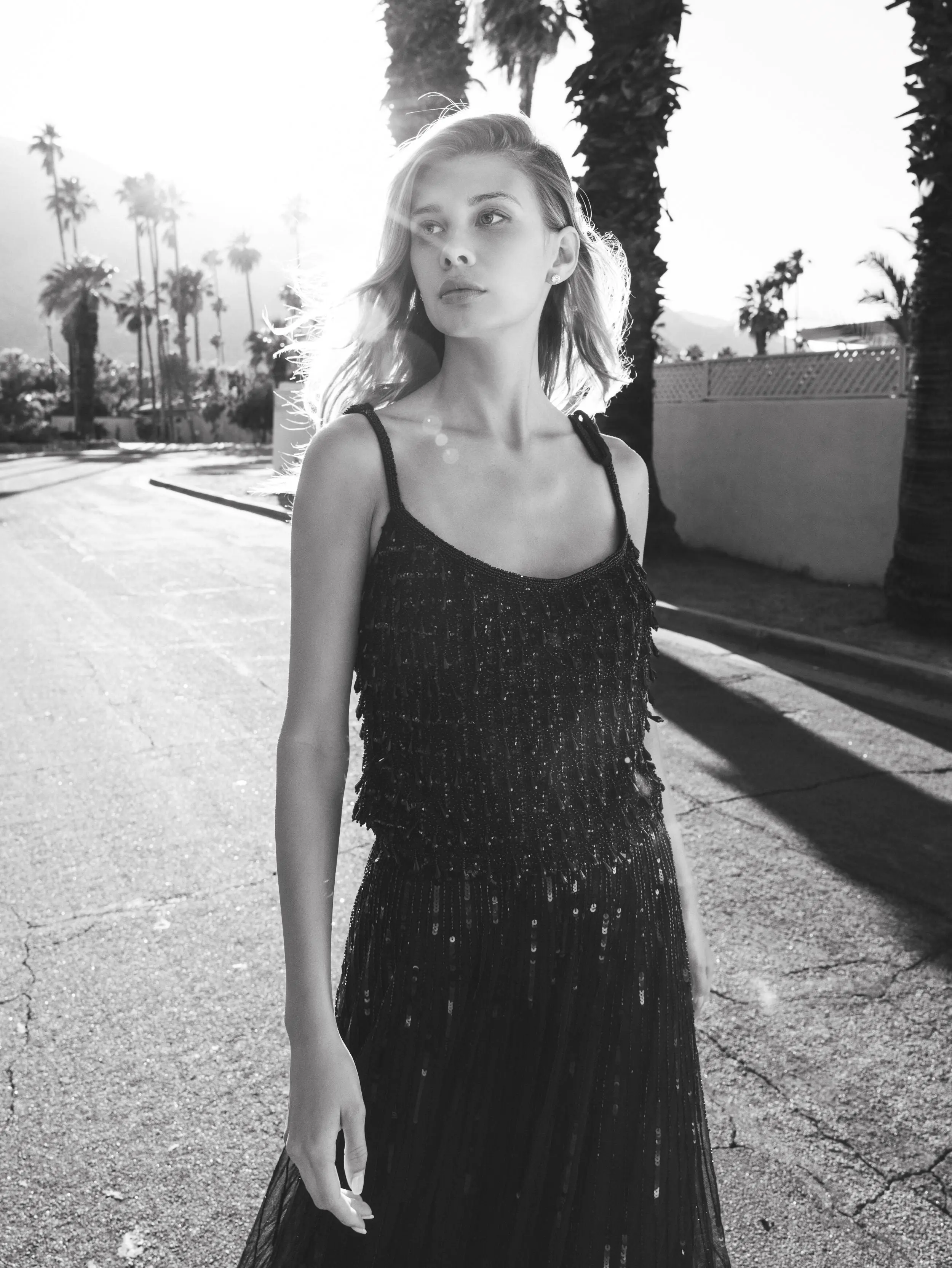 Black Long Sequin Embellished Chiffon Evening Skirt - Image 6
