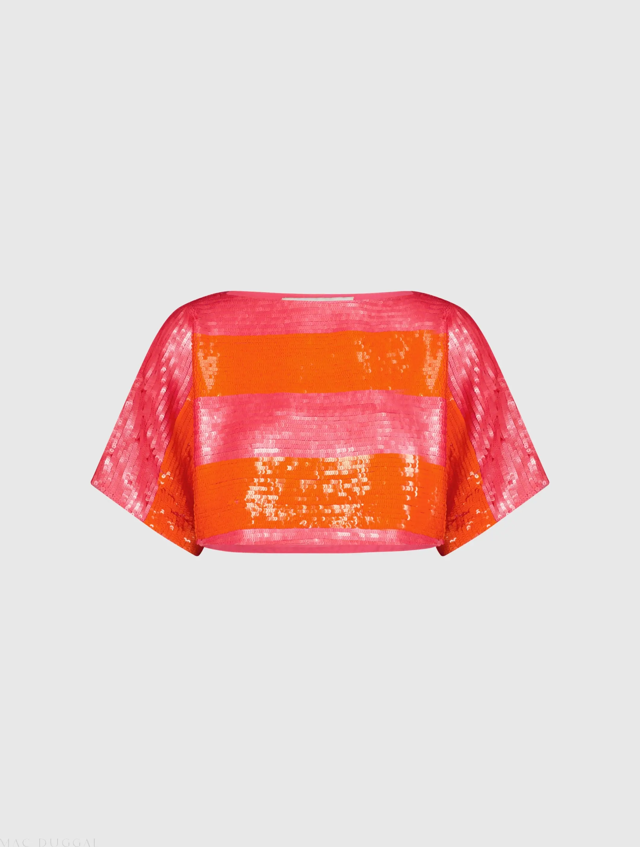 Pink and Orange Sequin Striped Short Sleeve Top - FINAL SALE - Image 2