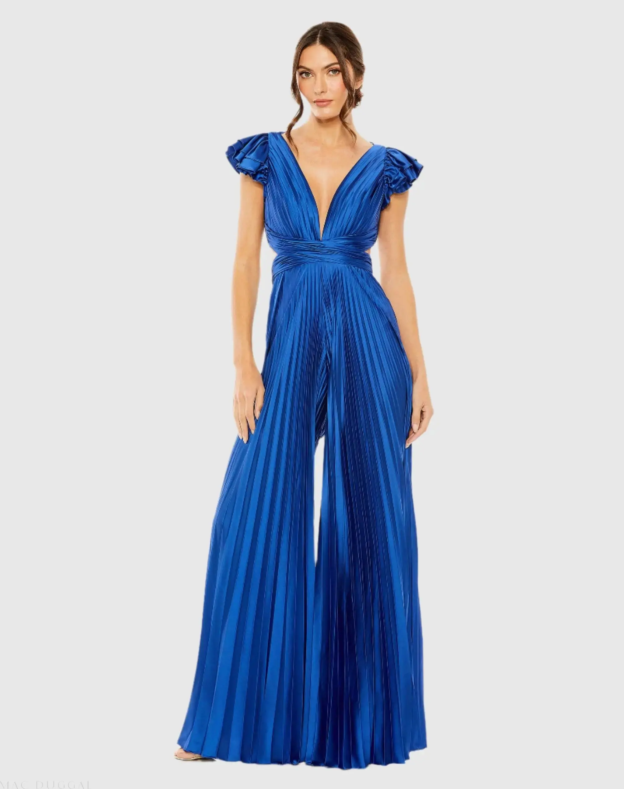 Ruffle Cap Sleeve Cutout Heat Pleated Jumpsuit - Image 2