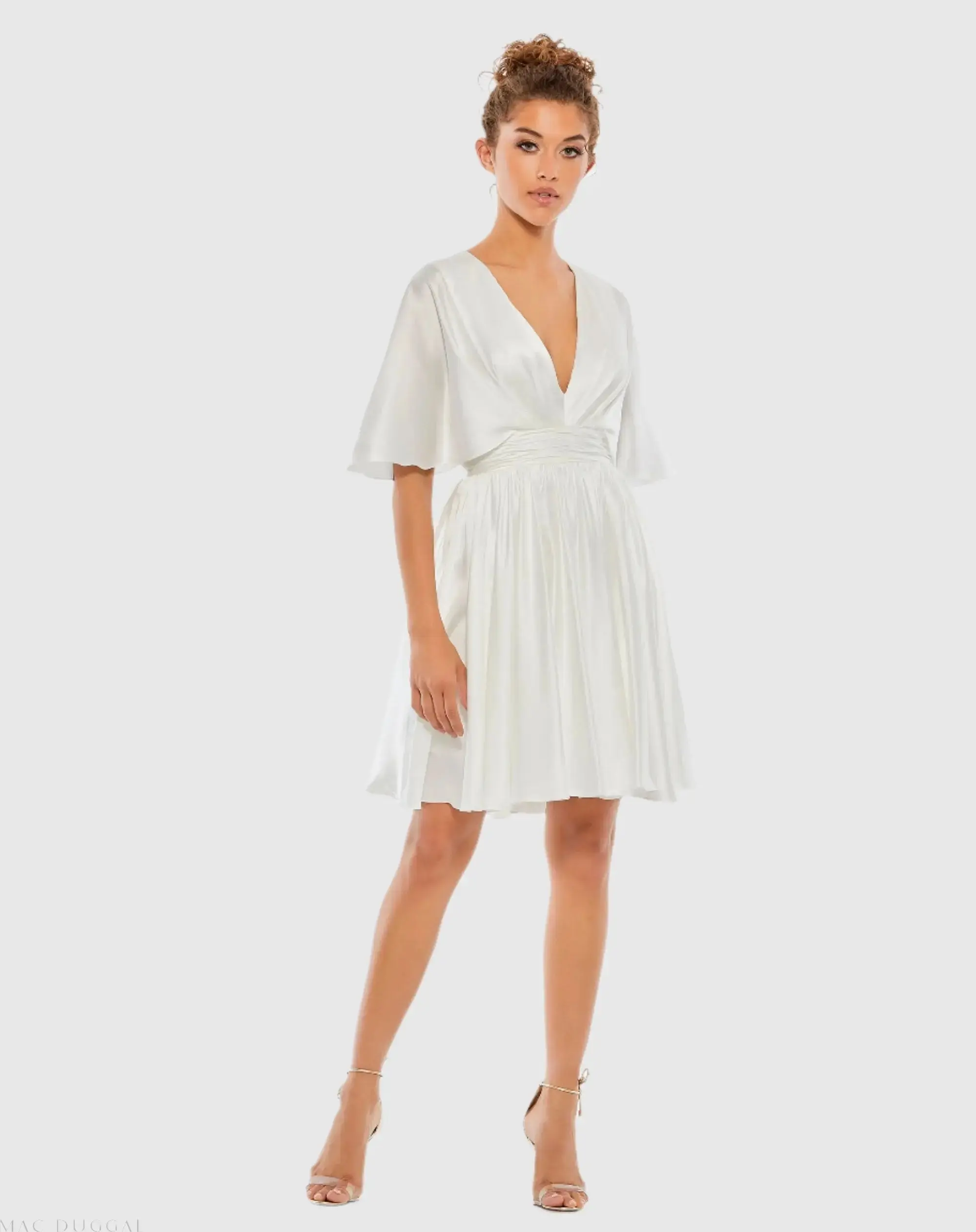 Satin Flowy Cape Sleeve Mini Dress - FINAL SALE