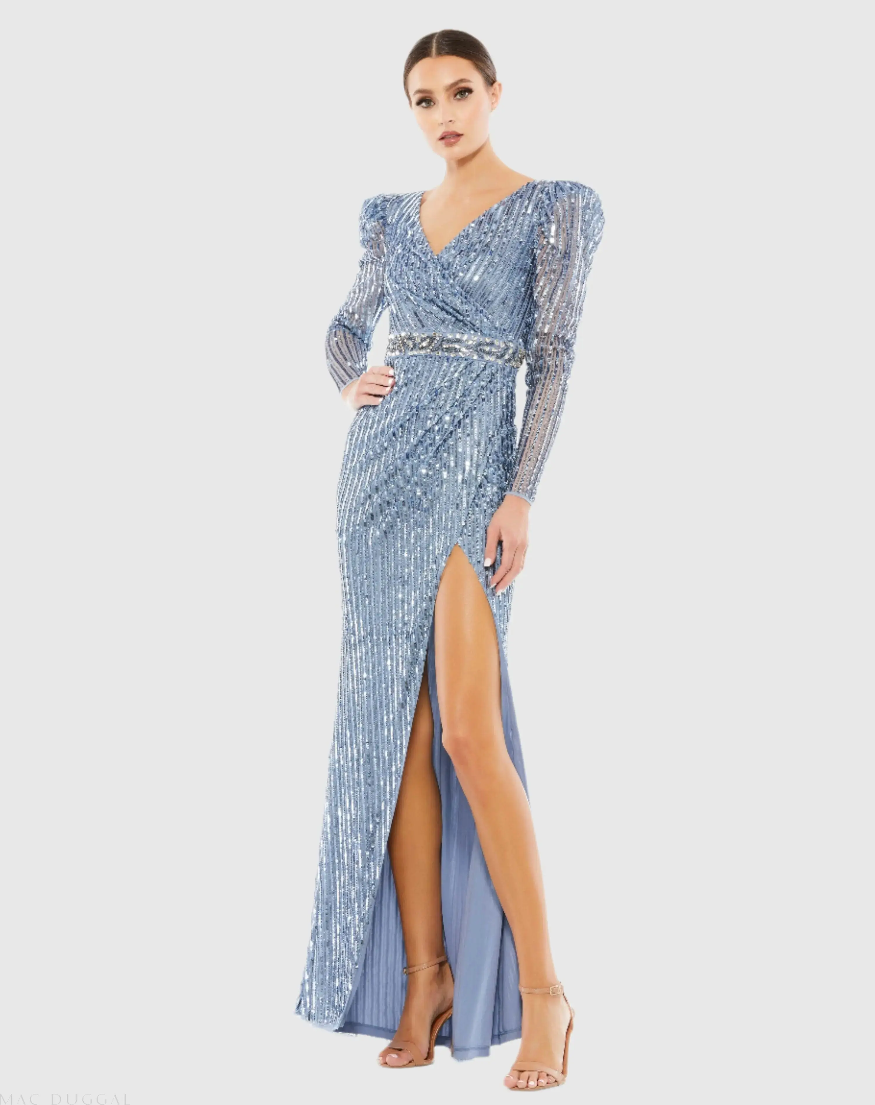 Sequin Puff Sleeve Surplice Gown - Image 2