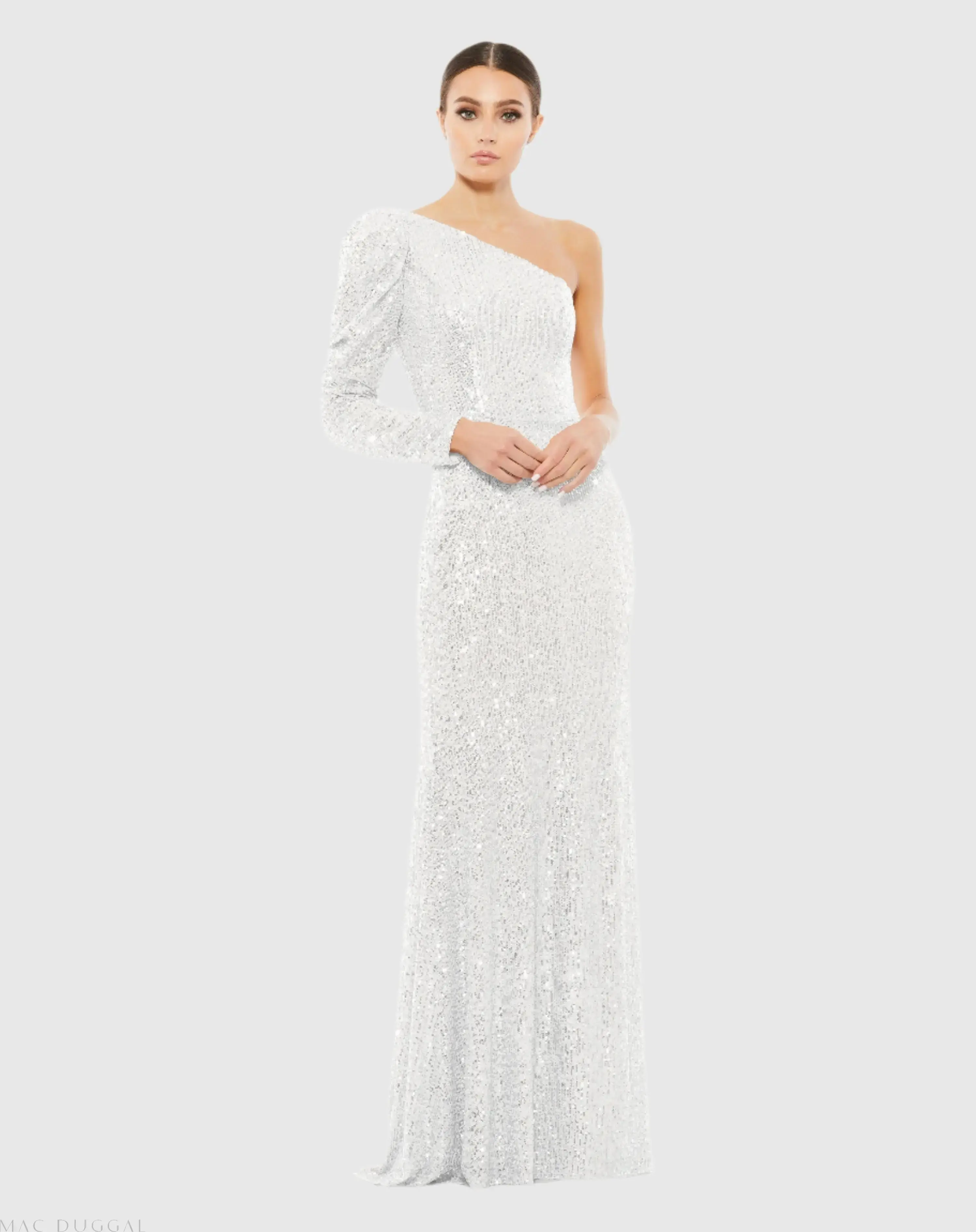 Sequined One Shoulder Trumpet Gown - Image 2