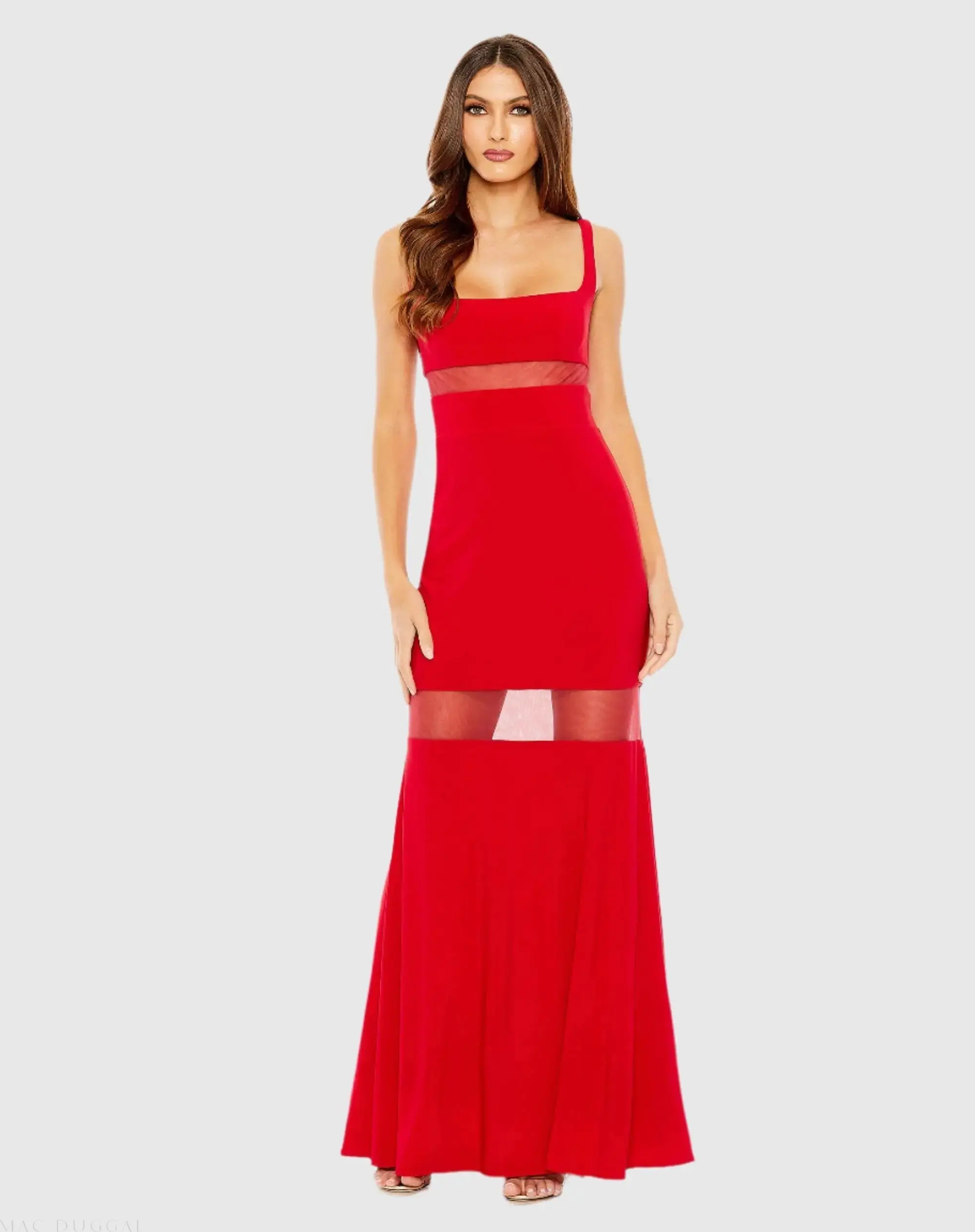 Sheer Mesh Panel Detail Column Gown - Image 2