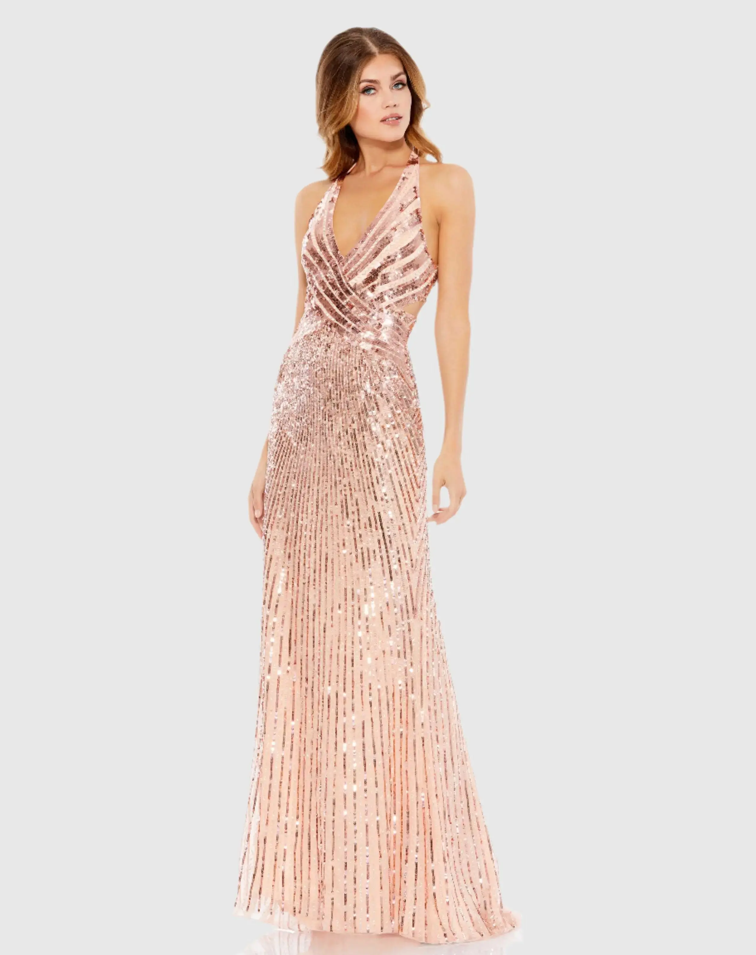 Sleeveless Faux Wrap Sequin Embellished Cut Out Back - Image 2