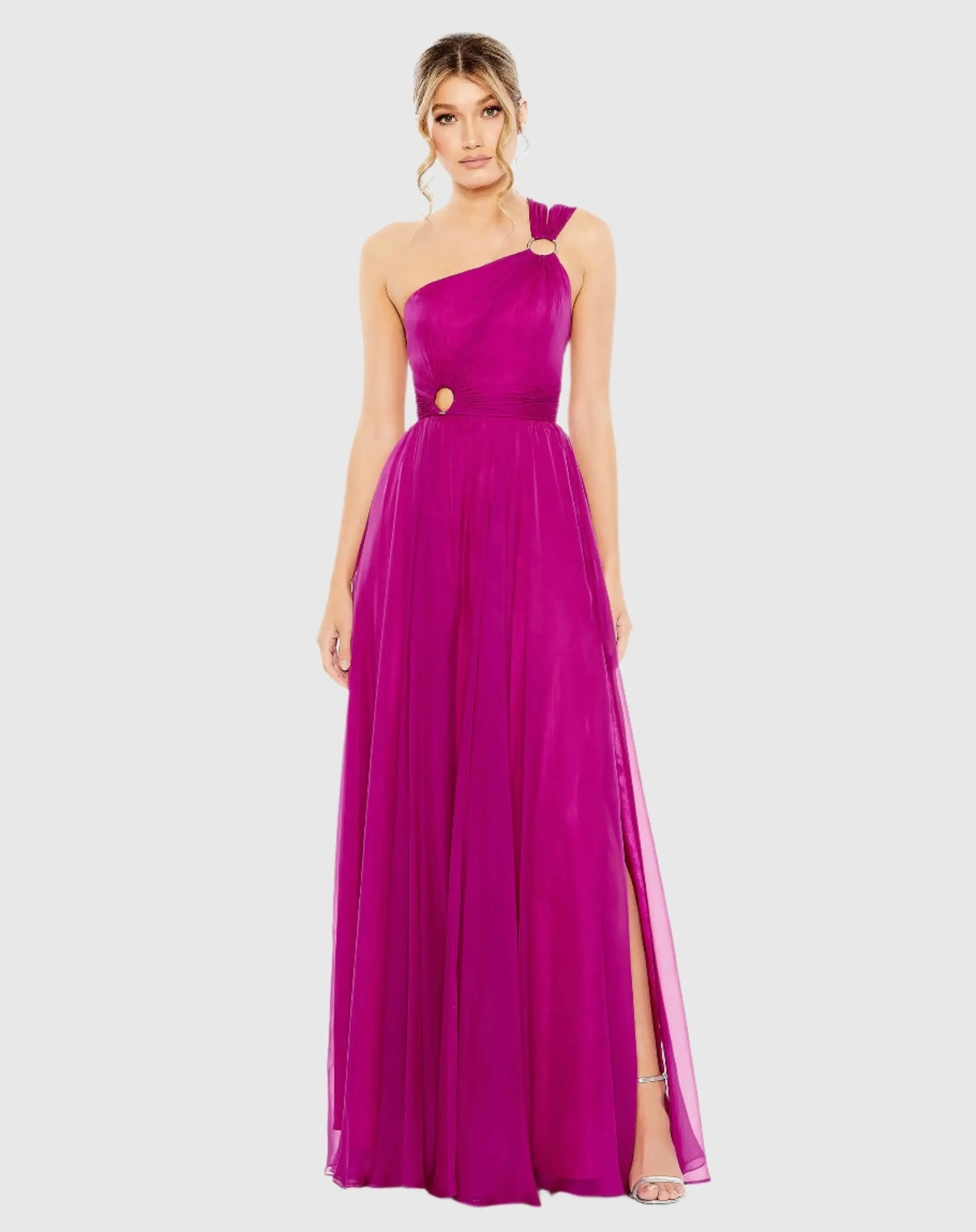 Strappy One Shoulder A Line Gown - Image 2