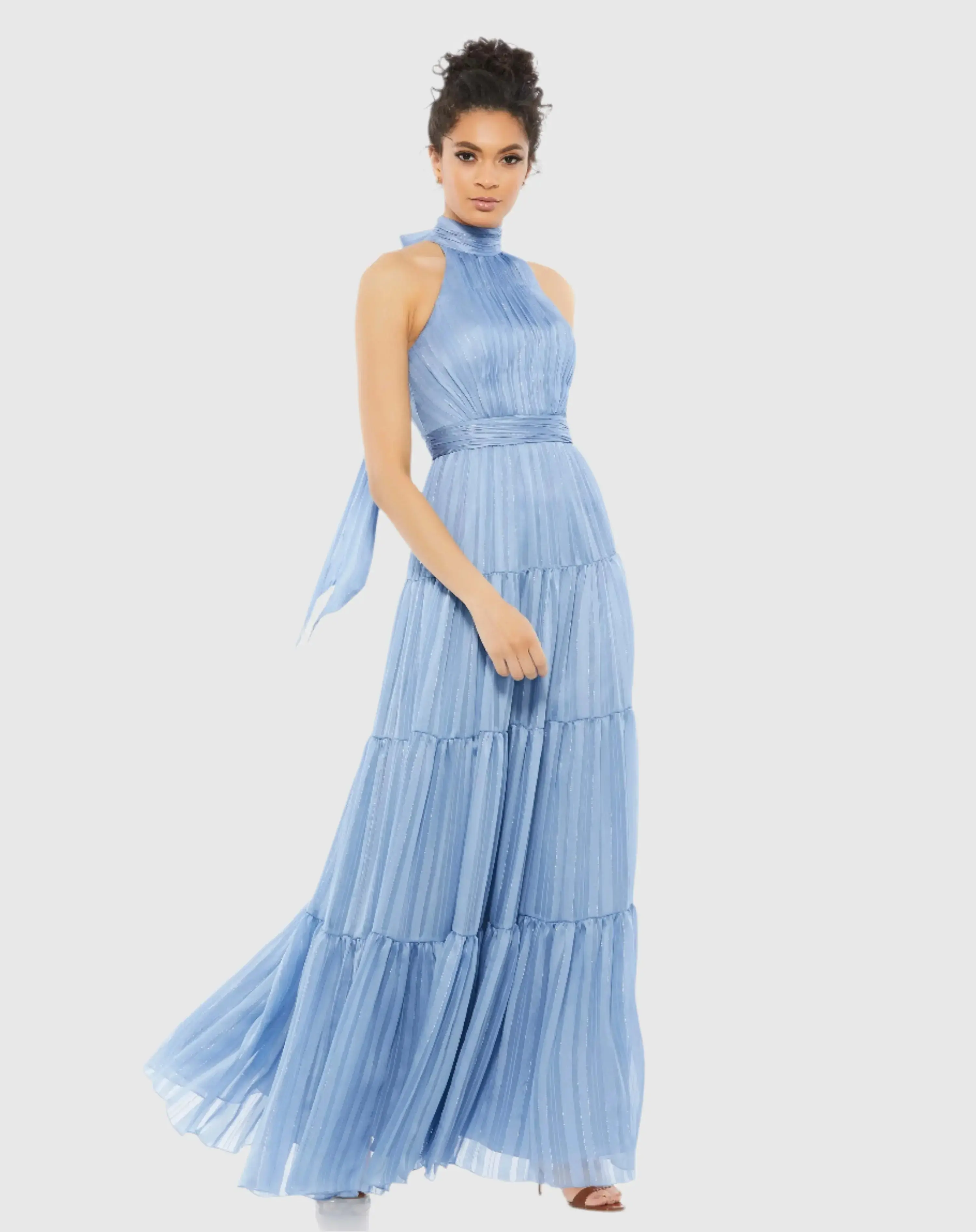 Tie Neck Tiered Halter Gown - Image 3