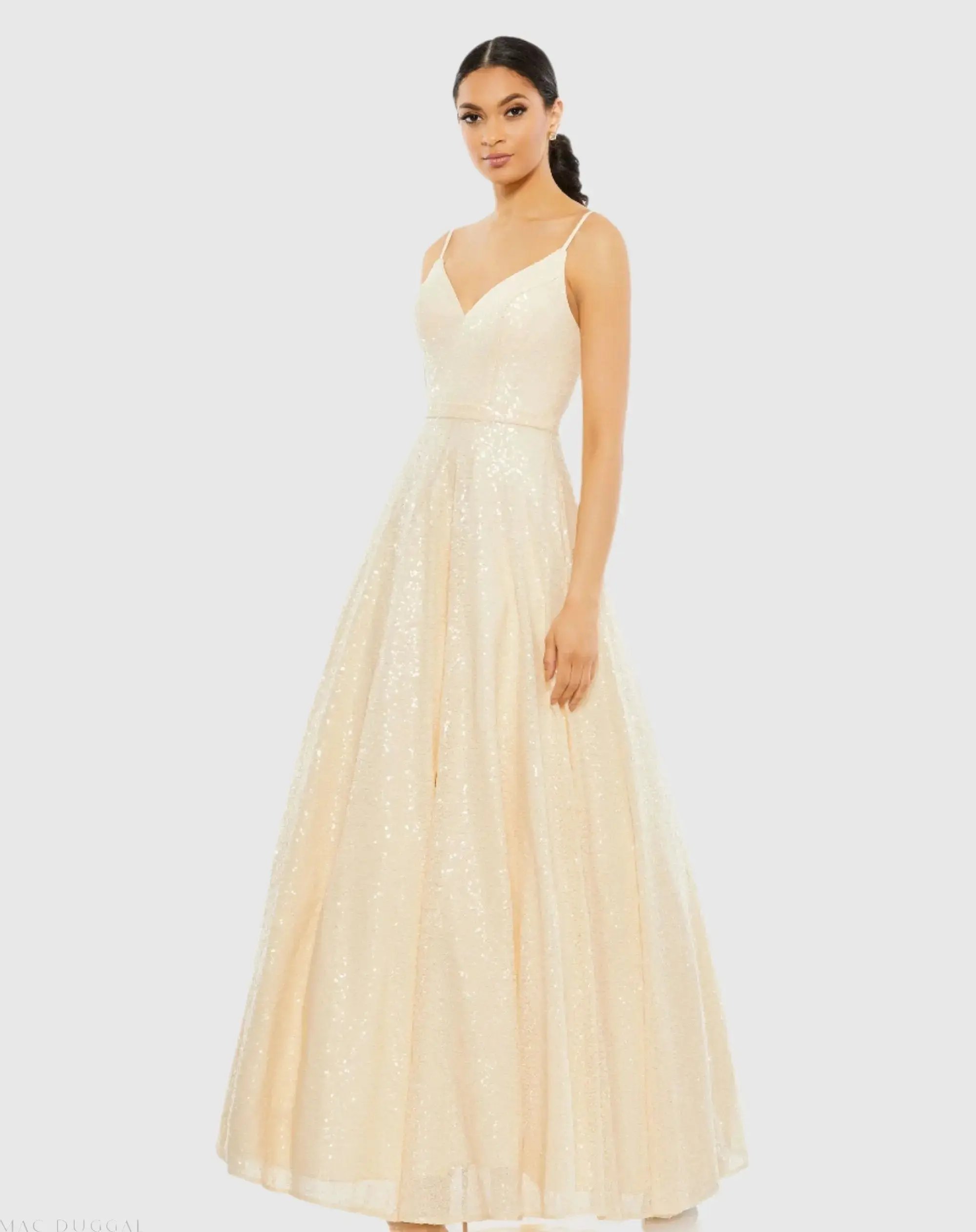 V-Neck Sequined Ball Gown - FINAL SALE - Image 2